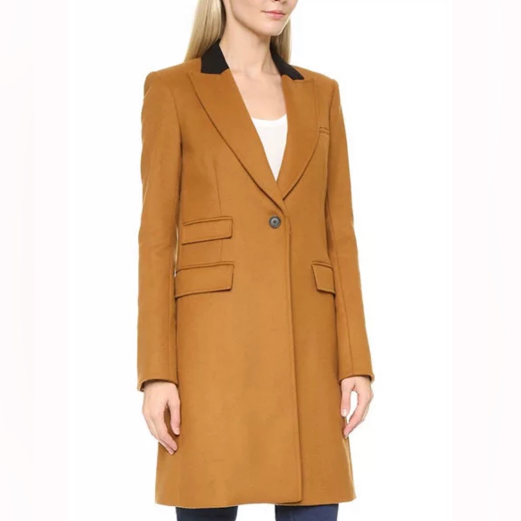Veronica Beard Wool Cashmere Blend Chesterfield Car Coat Brown 4